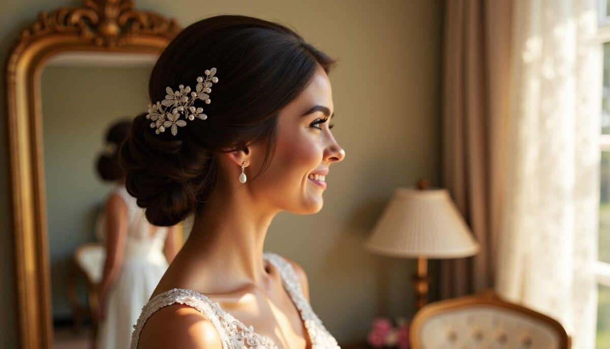 Guide créatif : sublimer votre coiffure de mariée avec des pinces en strass et perles